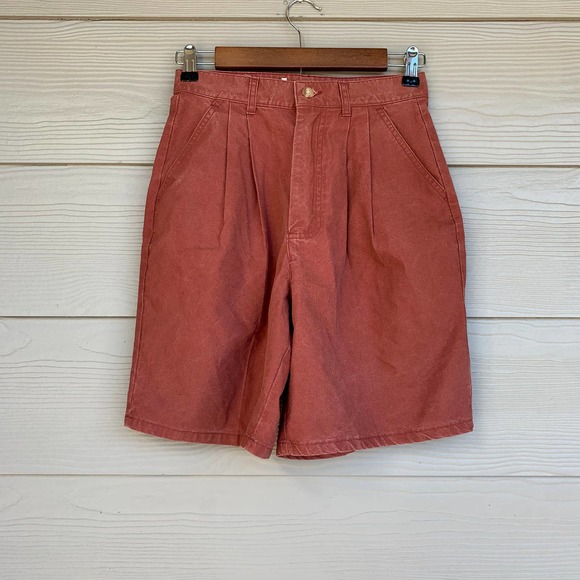 Vintage Pants - Vintage High Waisted Safari Shorts Brick Red 4